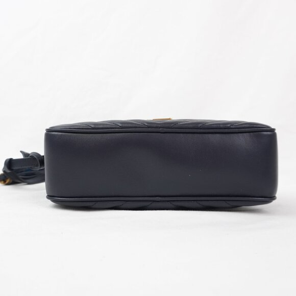 Saint Laurent Lou Quilted Leather Shoulder Camera Bag In Deep Marine & Gold - Picture 12 of 13